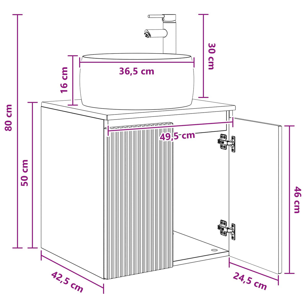 Vanidad con Lavabo de Pared Blanco 49,5 x 44,5 x 66 cm