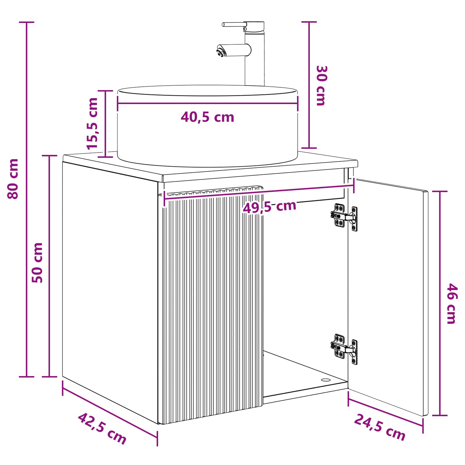 Vanidad de lavabo montada en la pared Blanco