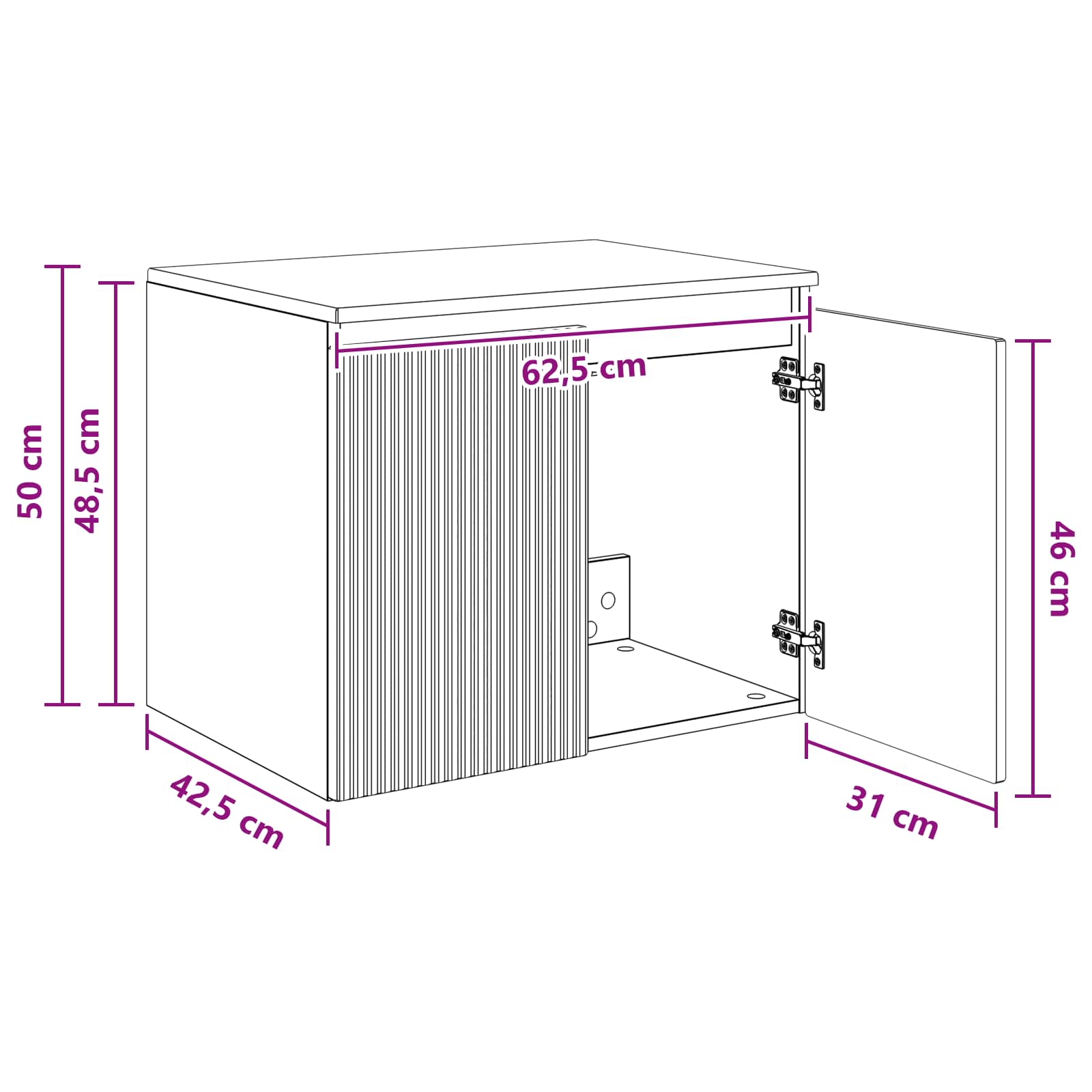 Mueble de baño montado en la pared Blanco 62,5 x 44,5 x 50 cm