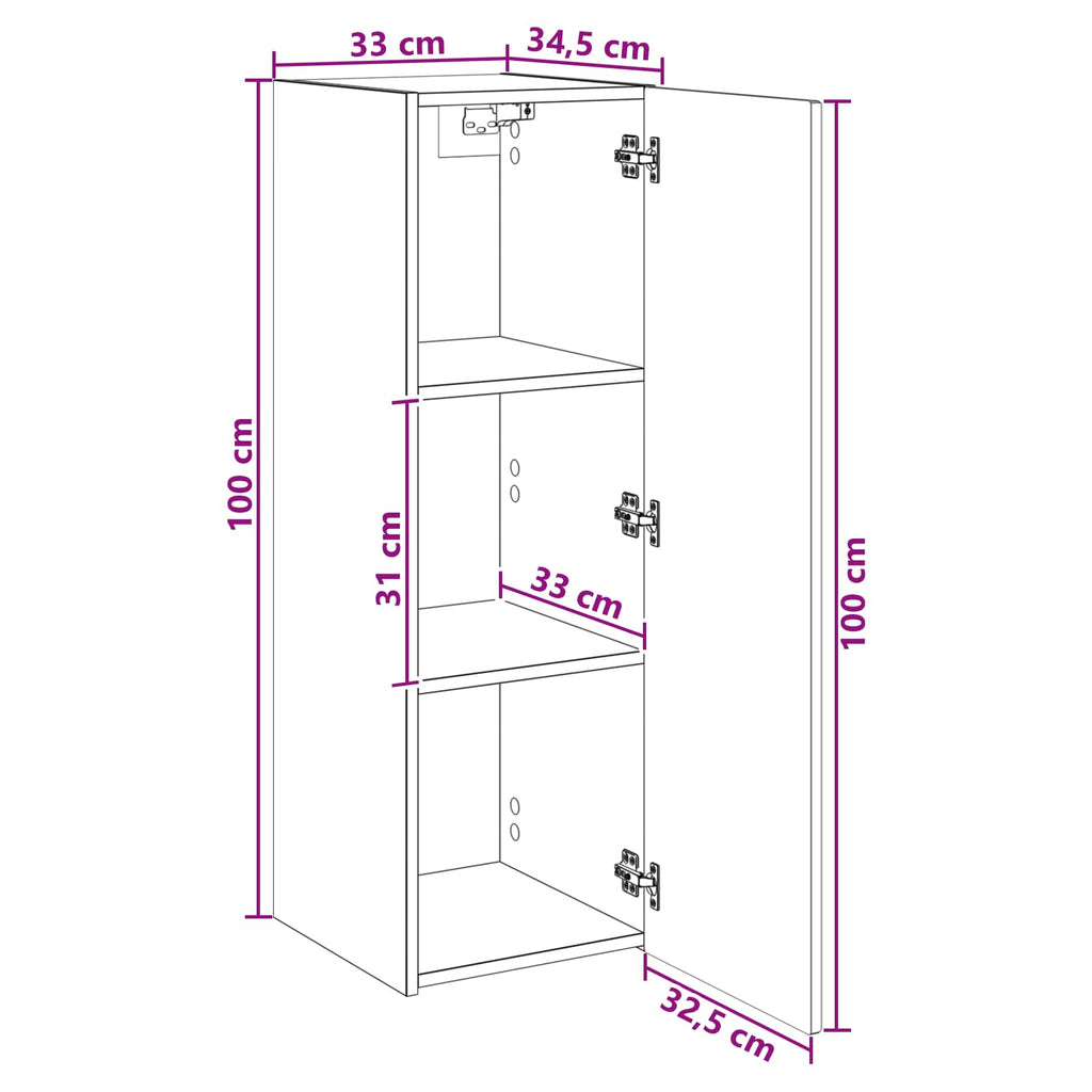 Mueble de baño montado en la pared Blanco 33 x 34,5 x 100 cm
