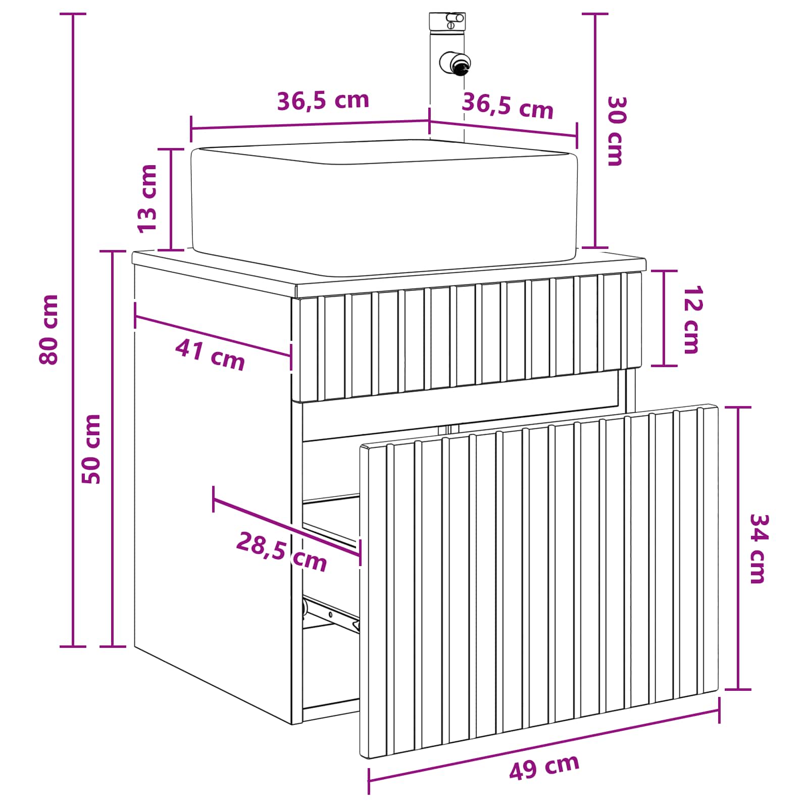 Vanidad de lavabo montada en la pared Blanco 49 x 41 x 63 cm