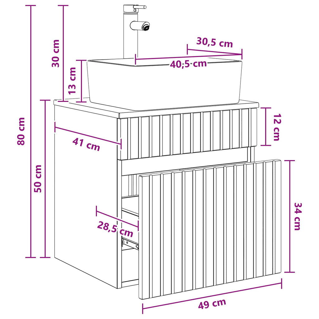 Vanidad de lavabo montada en la pared Blanco 49 x 41 x 63 cm