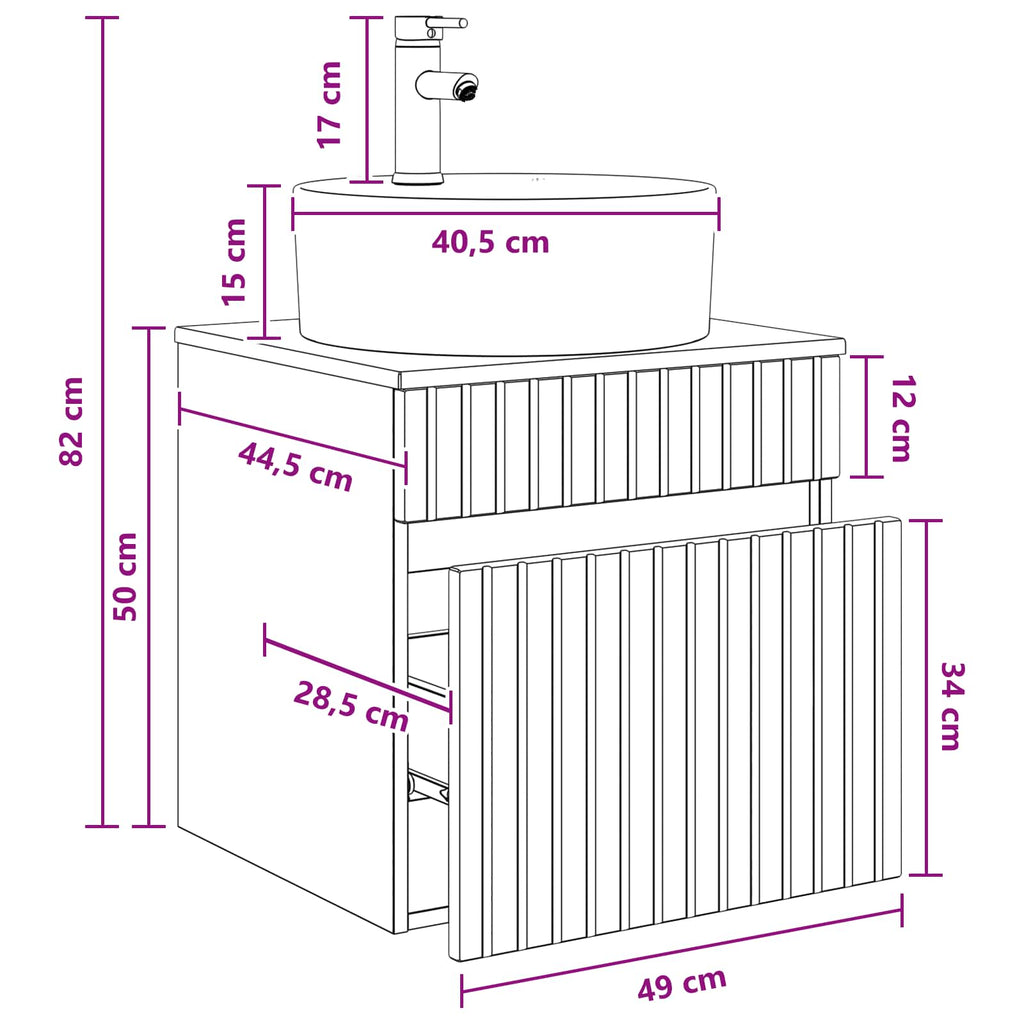 Vanidad de lavabo montada en la pared Blanco 49 x 44,5 x 65 cm