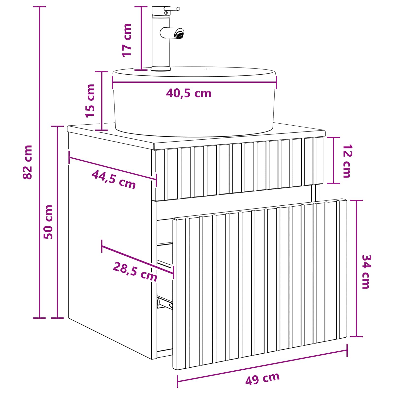 Vanidad de lavabo montada en la pared Blanco 49 x 44,5 x 65 cm