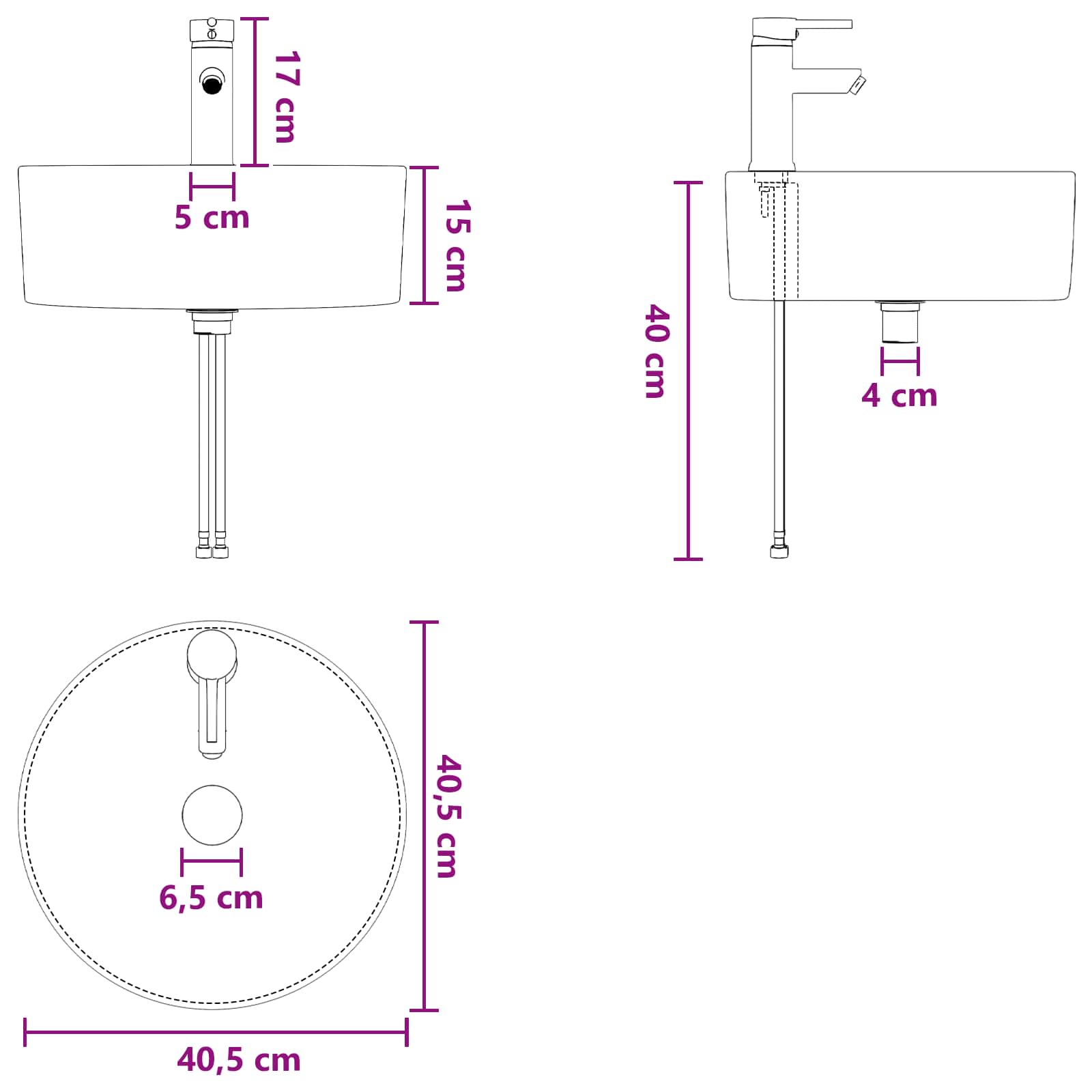 Vanidad de lavabo montada en la pared Blanco 49 x 44,5 x 65 cm