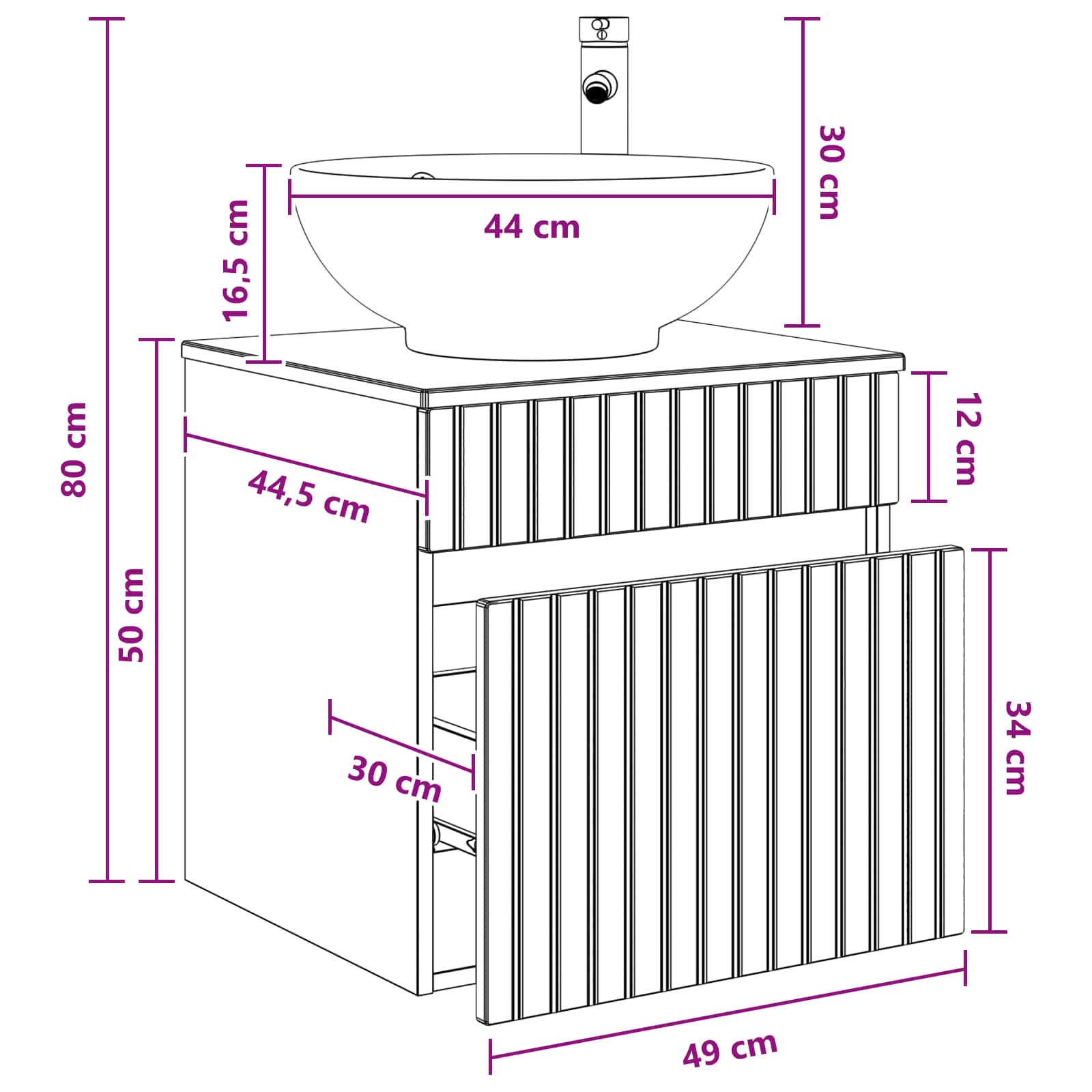 Vanidad de lavabo montada en la pared Blanco