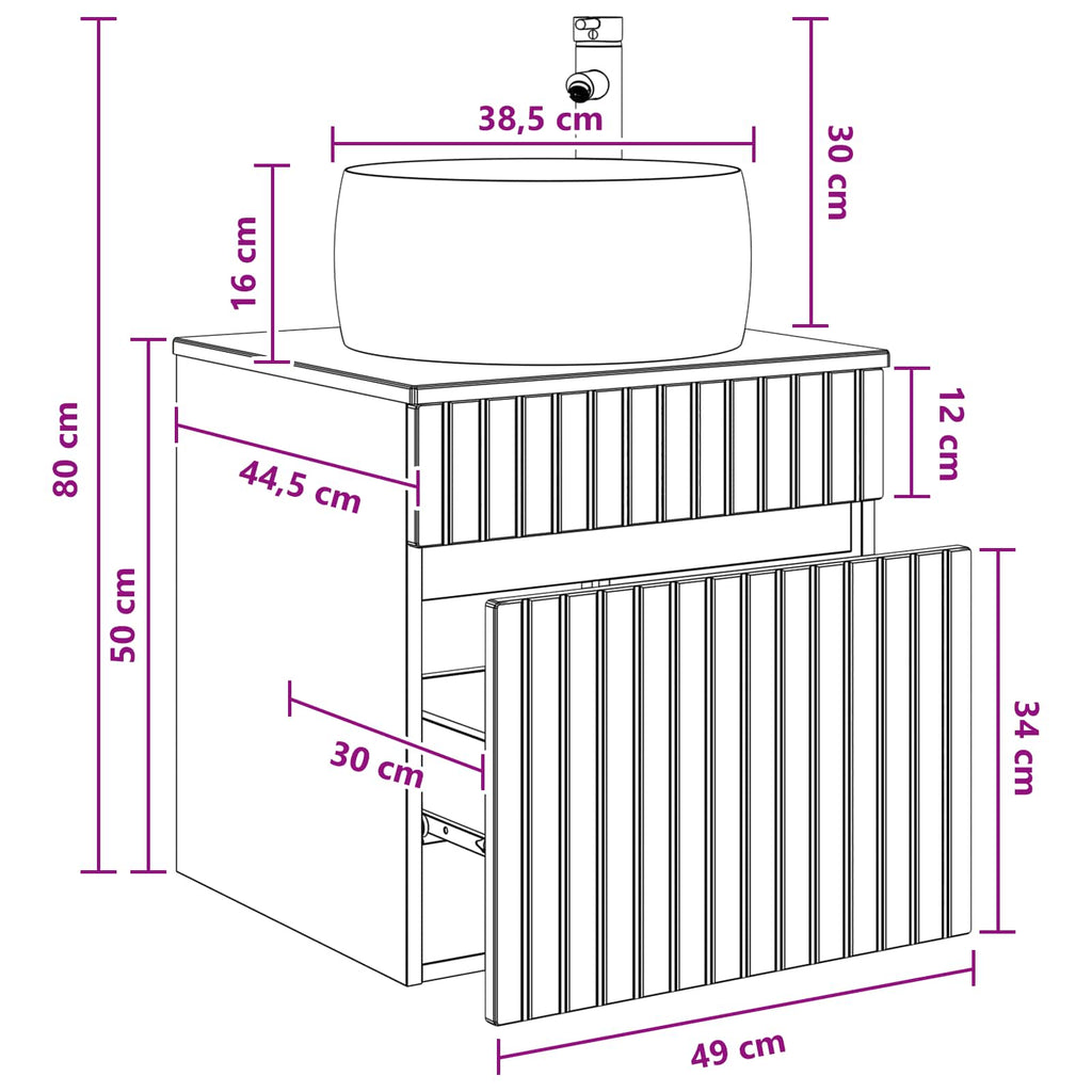 Vanidad de lavabo montada en la pared Blanco 49 x 44,5 x 66 cm