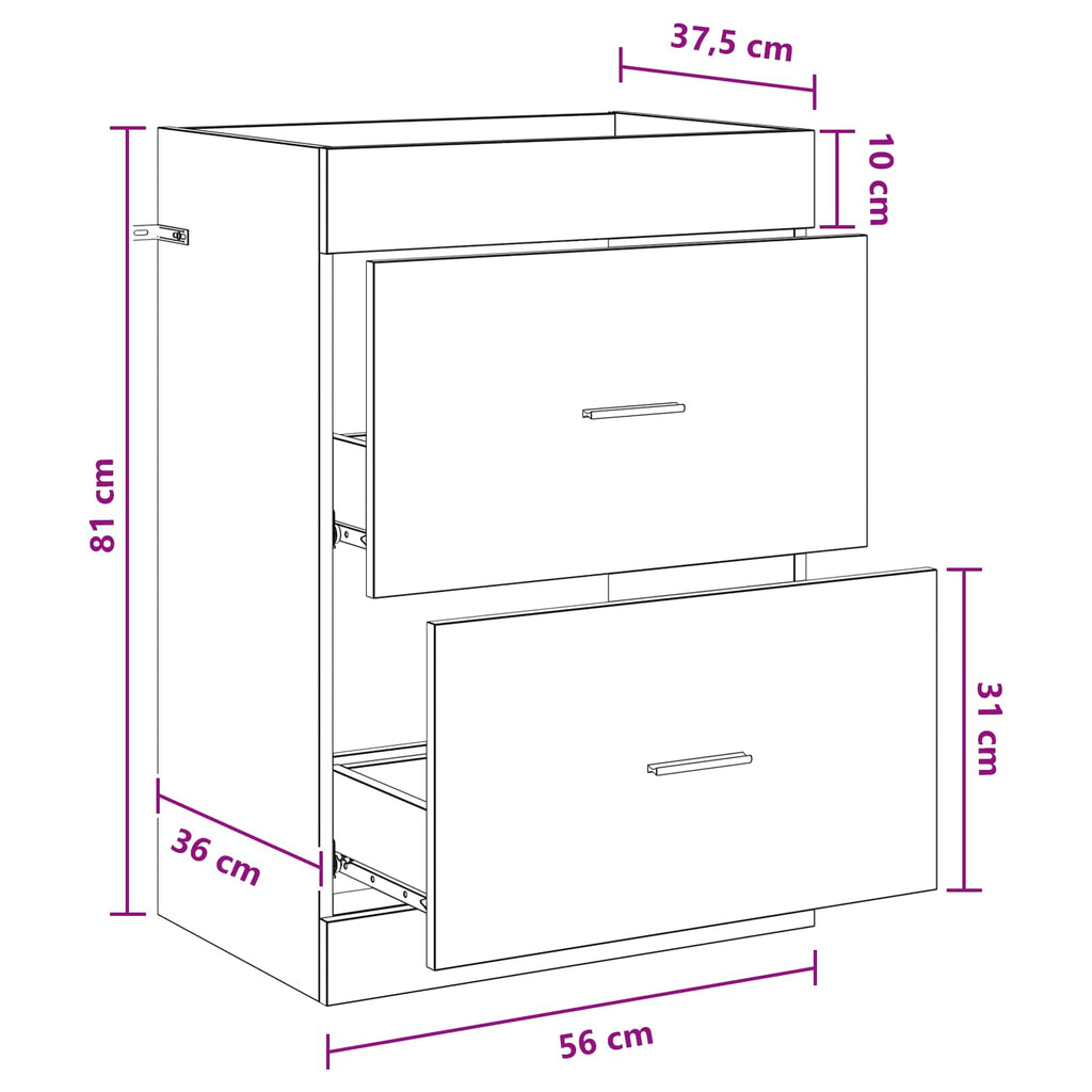 Gabinete de baño debajo del lavabo Blanco 56 x 37,5 x 81 cm