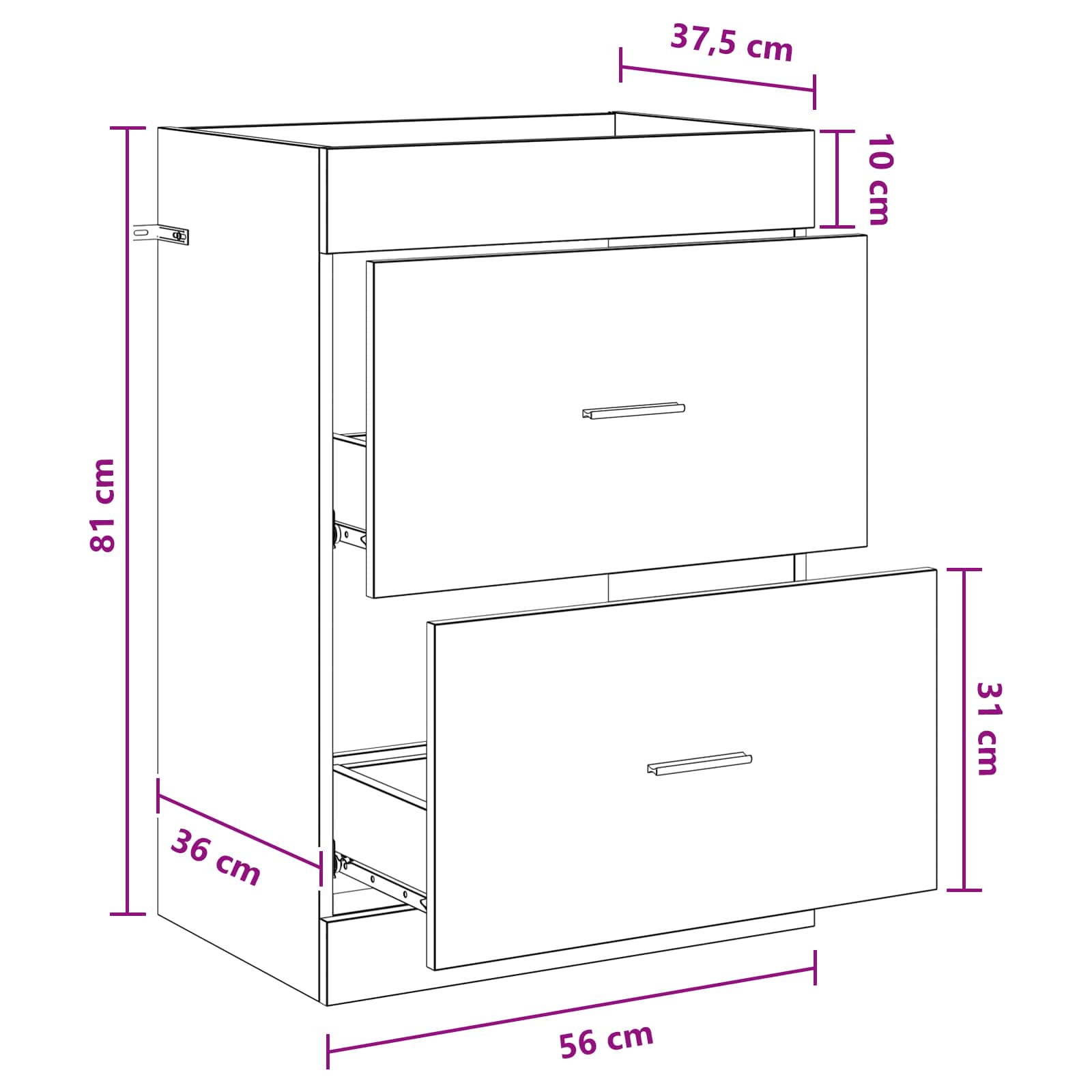 Gabinete de baño debajo del lavabo Blanco 56 x 37,5 x 81 cm