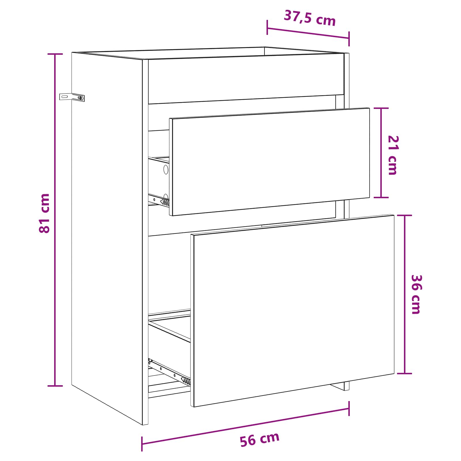 Gabinete de baño debajo del lavabo Blanco 56 x 37,5 x 81 cm