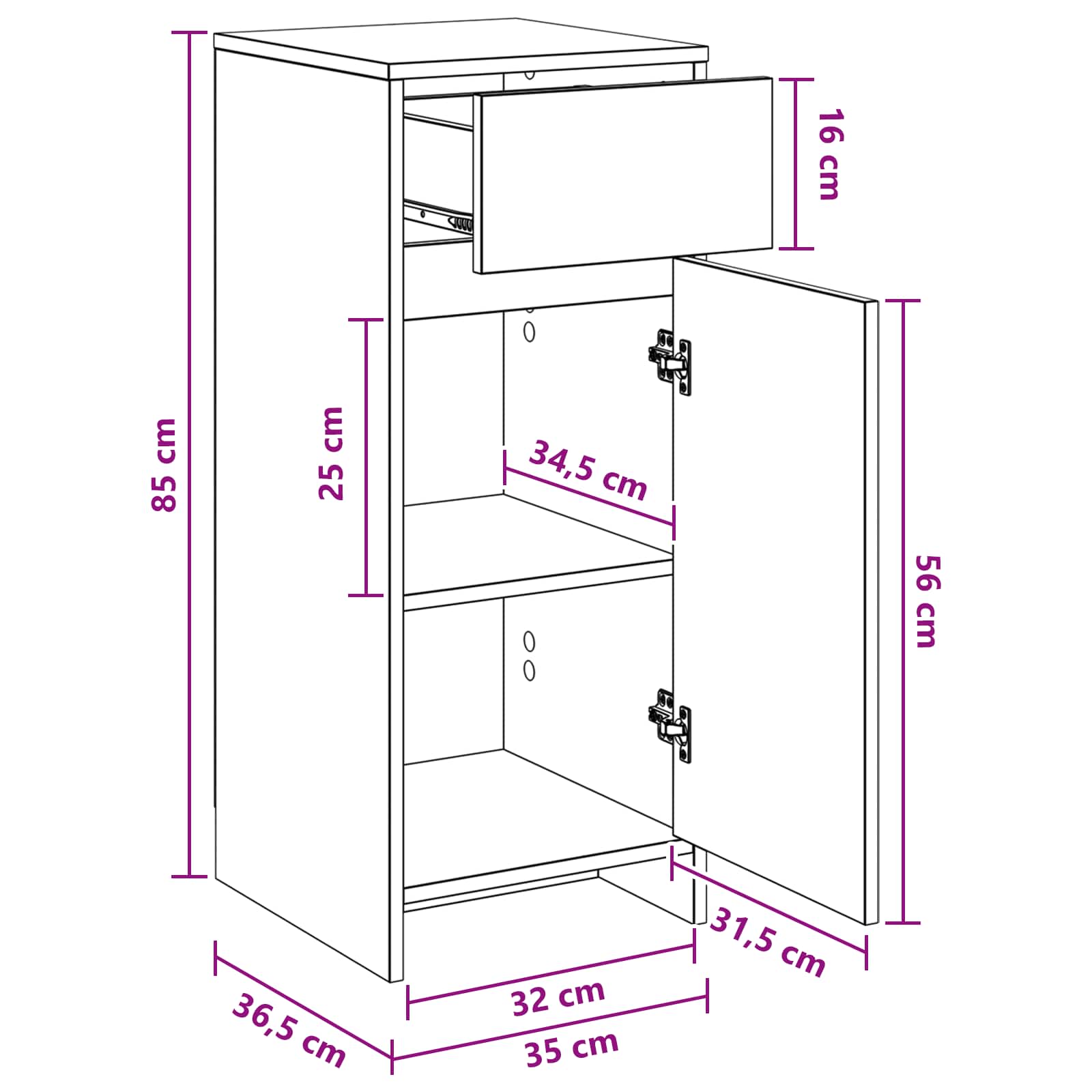 Mueble de Cuarto de Baño Blanco 35 x 36,5 x 85 cm