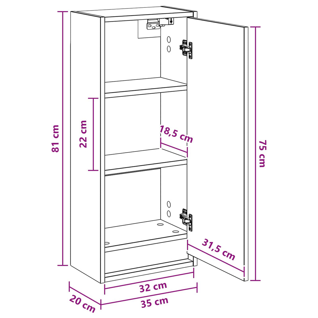 Vanidad de lavabo montada en la pared Blanco 35 x 20 x 81 cm