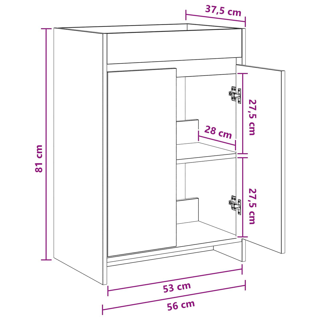 Gabinete de baño debajo del lavabo Blanco 56 x 37,5 x 81 cm