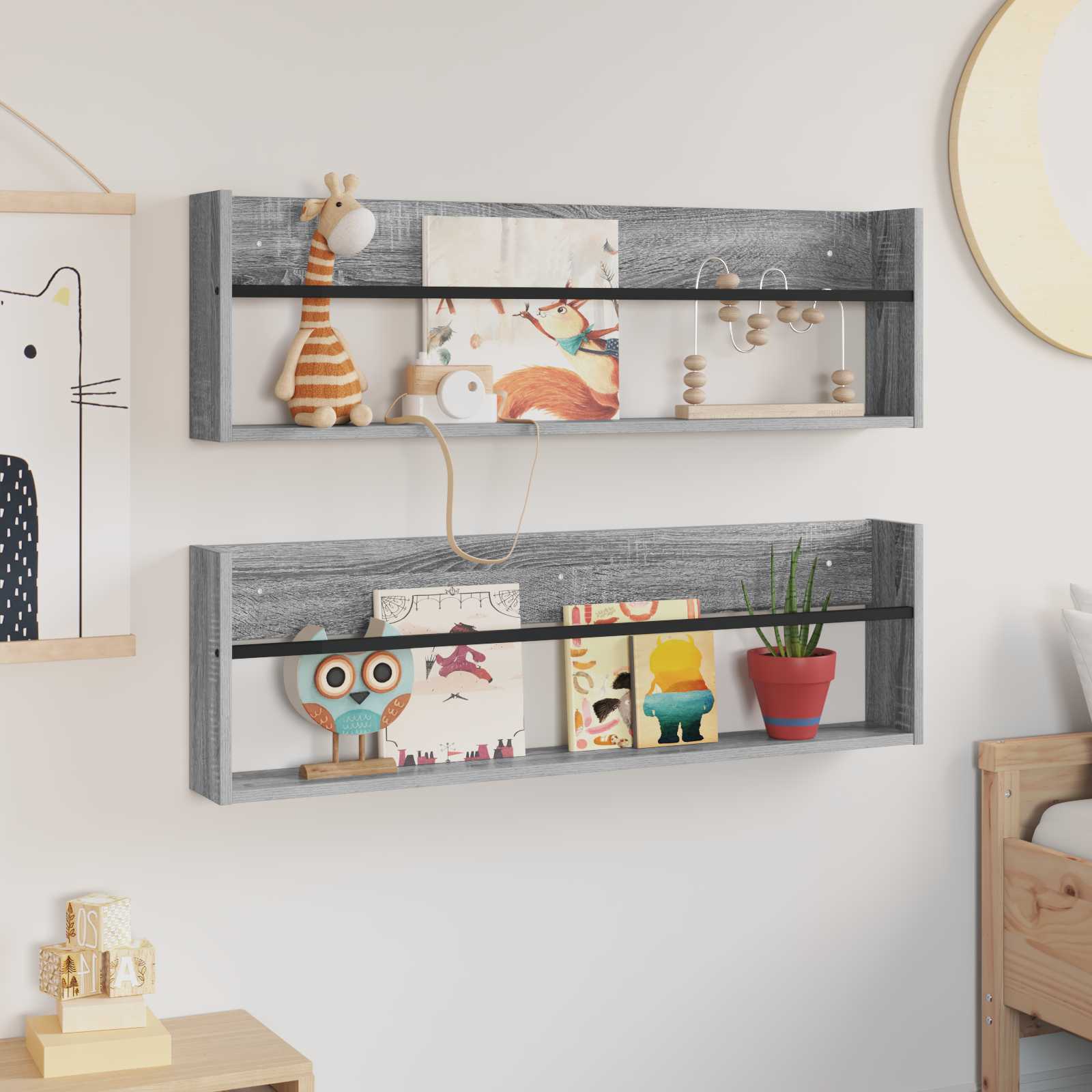 Estante de revistas 2 pcs Gris Sonoma 100 x 12 x 30 cm