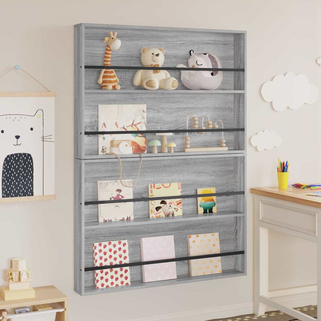 Estante de revistas 2 pcs Gris Sonoma 100 x 12 x 70 cm
