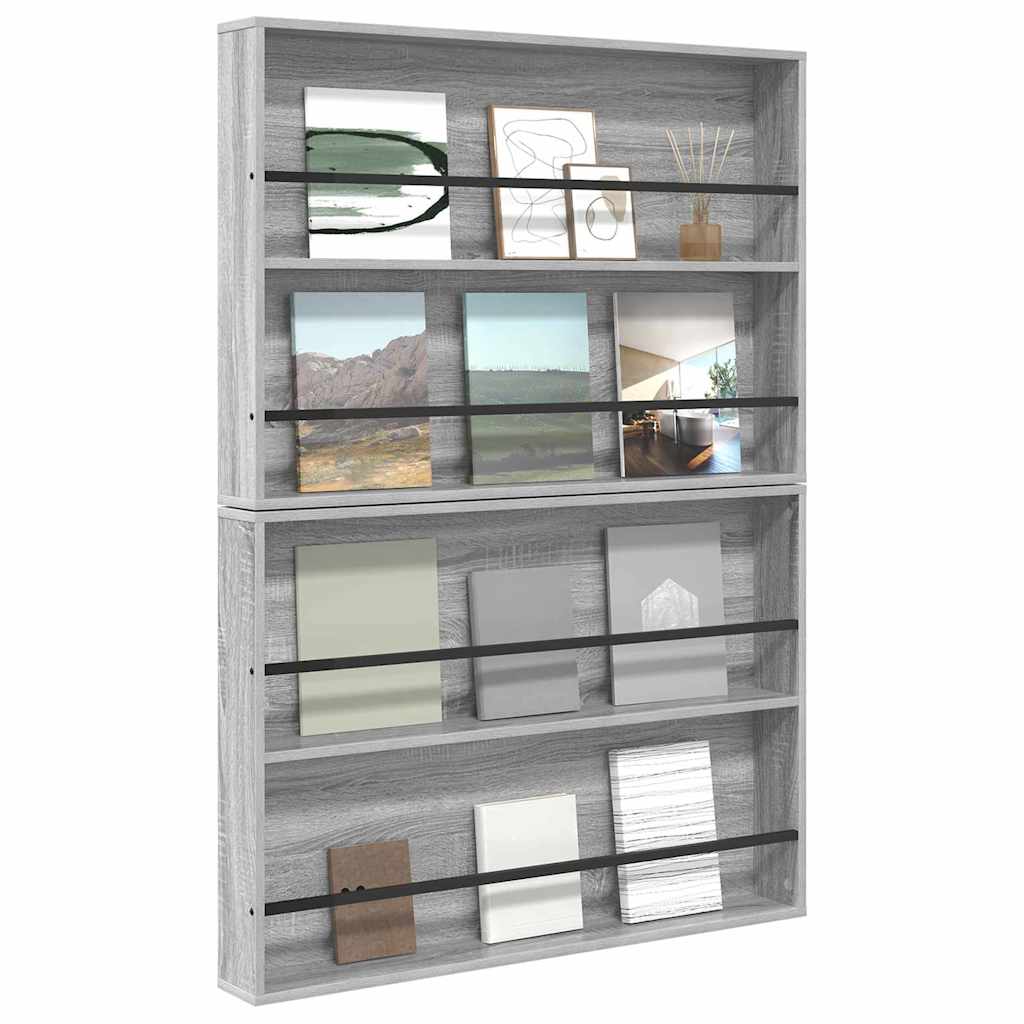 Estante de revistas 2 pcs Gris Sonoma 100 x 12 x 70 cm