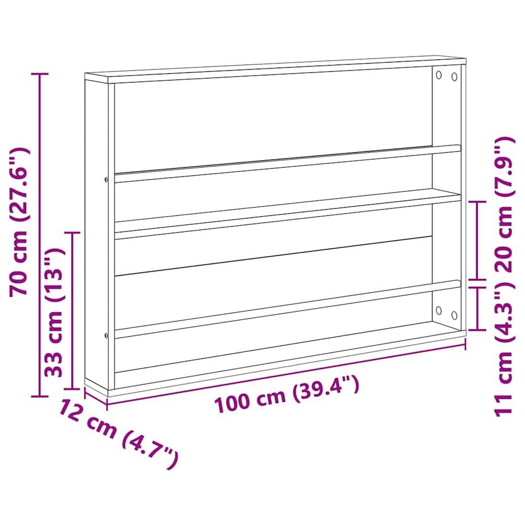 Estante de revistas 2 pcs Gris Sonoma 100 x 12 x 70 cm