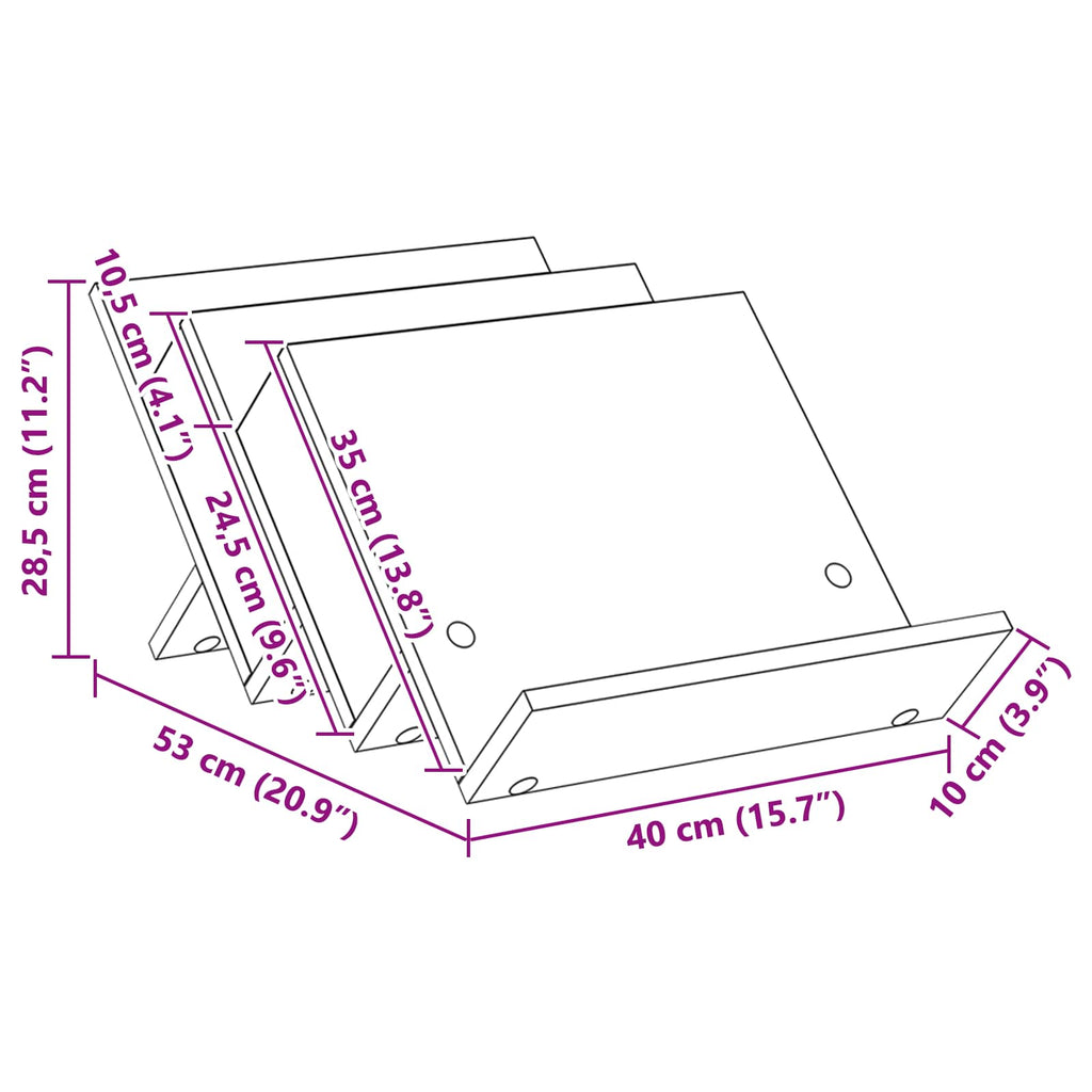Estante de revistas 53 x 40 x 28,5 cm Madera de ingeniería