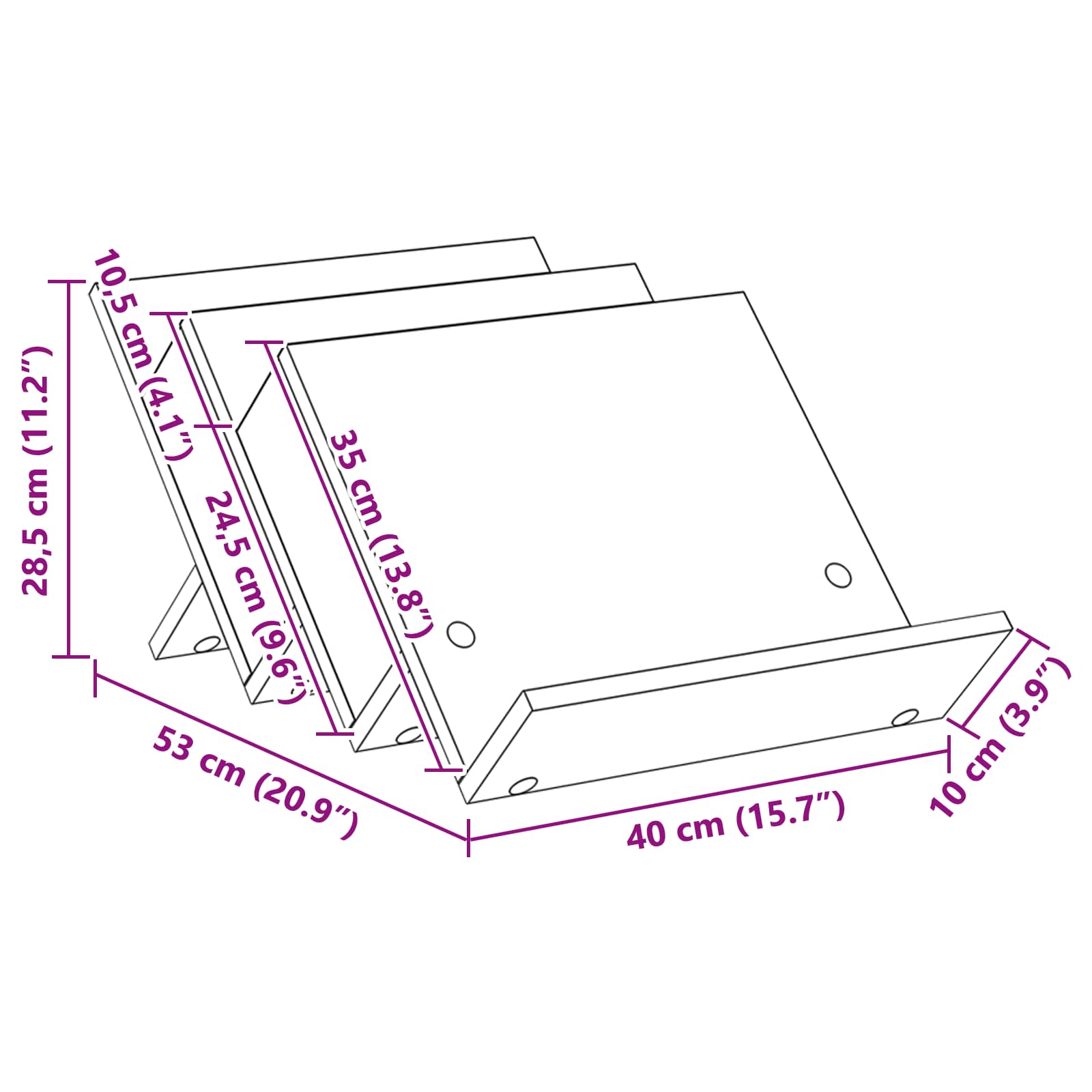 Estante de revistas 53 x 40 x 28,5 cm Madera de ingeniería