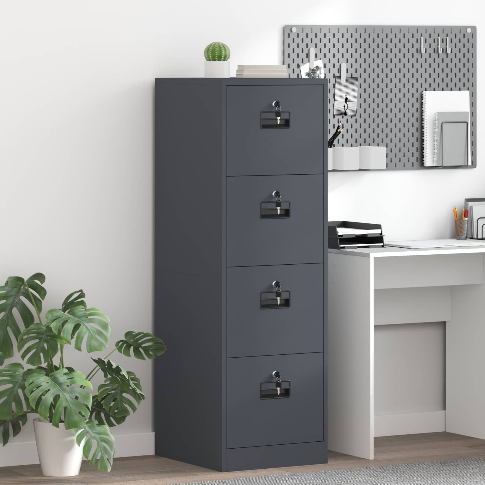 2-Piece Filing Cabinet 44 x 50 x 139 cm Cold Rolled Steel