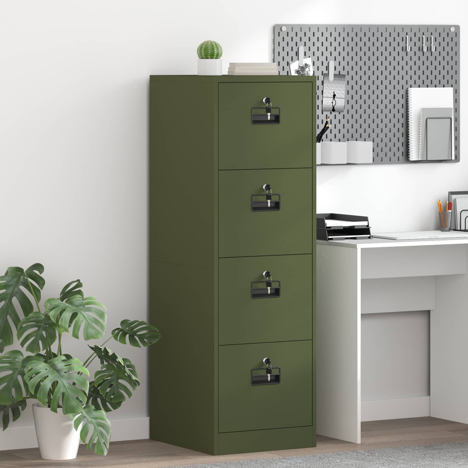 2-Piece Filing Cabinet 44 x 50 x 139 cm Cold Rolled Steel