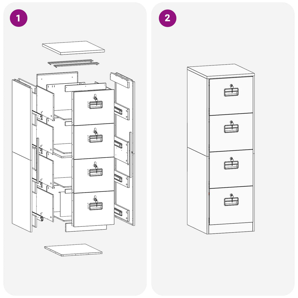 Mueble archivador 2 pcs 44 x 50 x 139 cm Acero Laminado en Frío