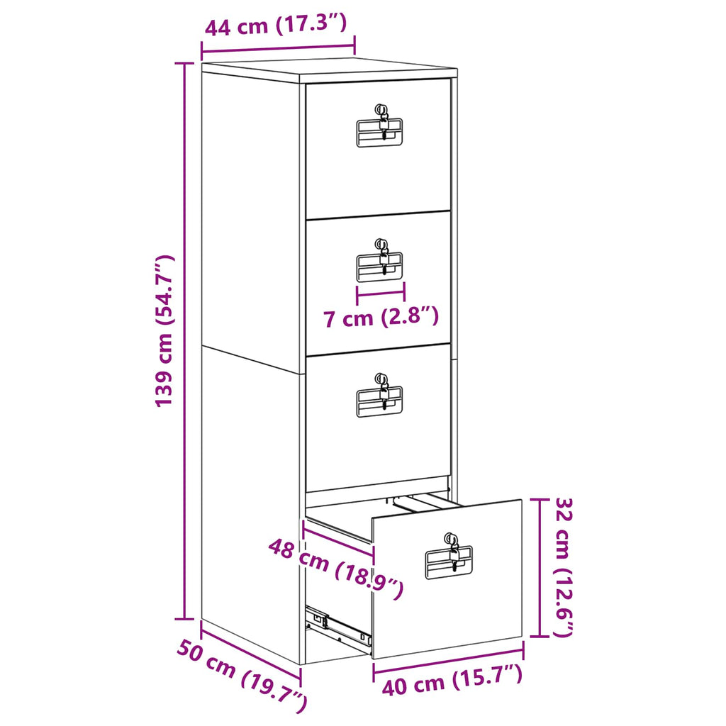 Mueble archivador 2 pcs 44 x 50 x 139 cm Acero Laminado en Frío