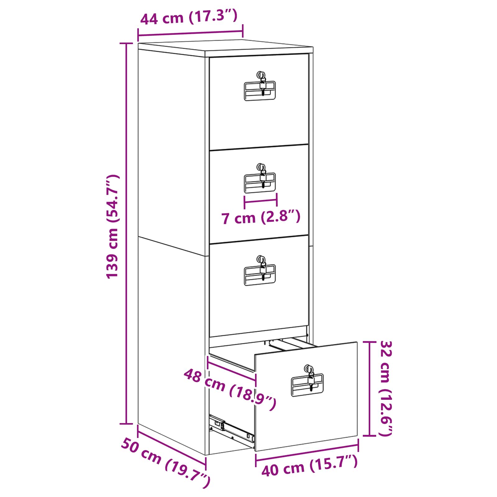 Mueble archivador 2 pcs 44 x 50 x 139 cm Acero Laminado en Frío