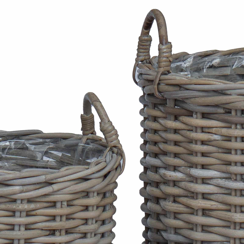 Cesta de Maceta con almacenamiento 2 pcs Gris Rattan Lacak