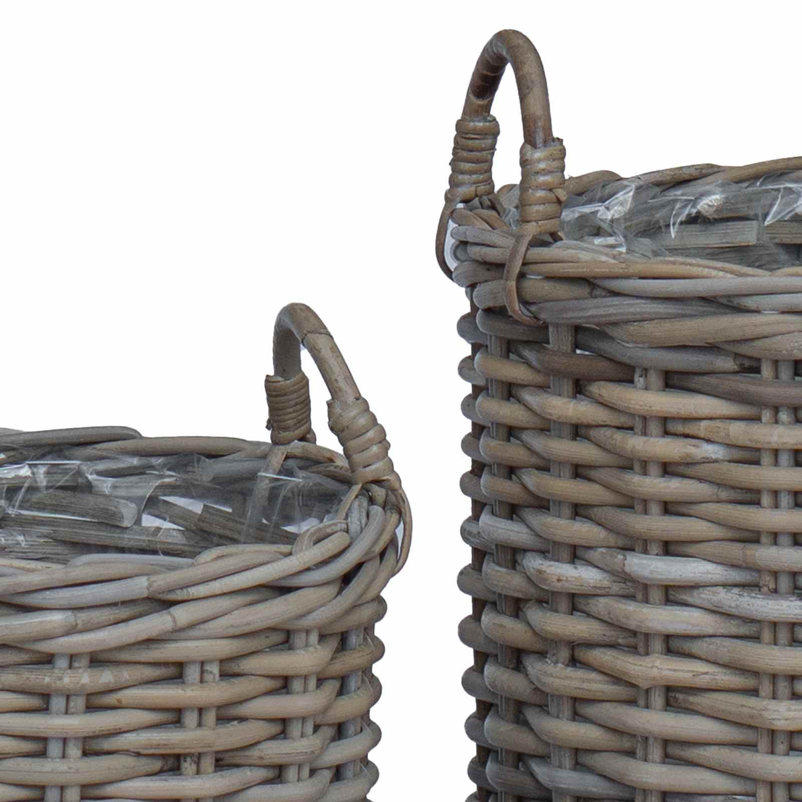 Cesta de Maceta con almacenamiento 2 pcs Gris Rattan Lacak