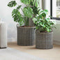 Flower Pot Basket with Storage 2 pcs Grey Rattan Lacak