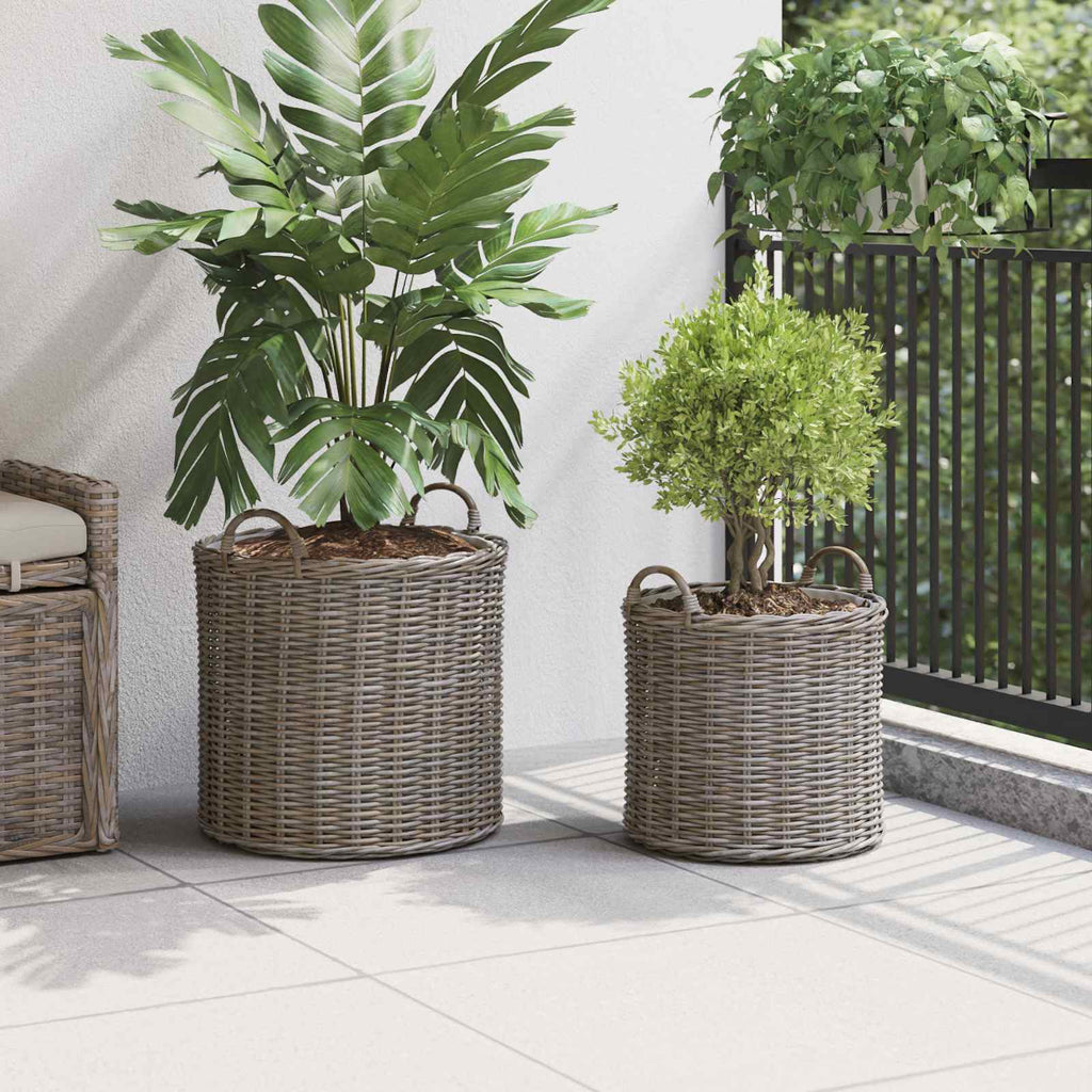 Cesta de Maceta con almacenamiento 2 pcs Gris Rattan Lacak