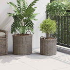 Cesta de Maceta con almacenamiento 2 pcs Gris Rattan Lacak