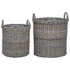Cesta de Maceta con almacenamiento 2 pcs Gris Rattan Lacak