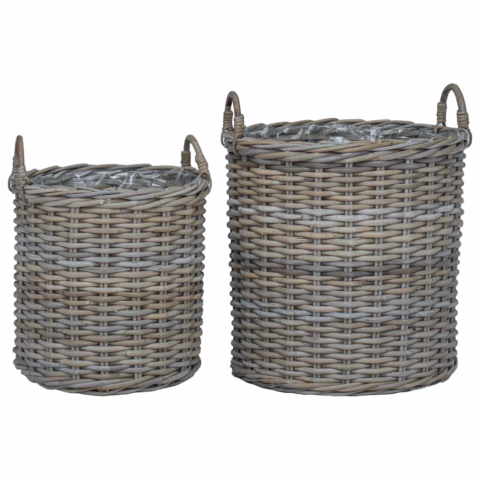 Cesta de Maceta con almacenamiento 2 pcs Gris Rattan Lacak