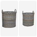 Cesta de Maceta con almacenamiento 2 pcs Gris Rattan Lacak