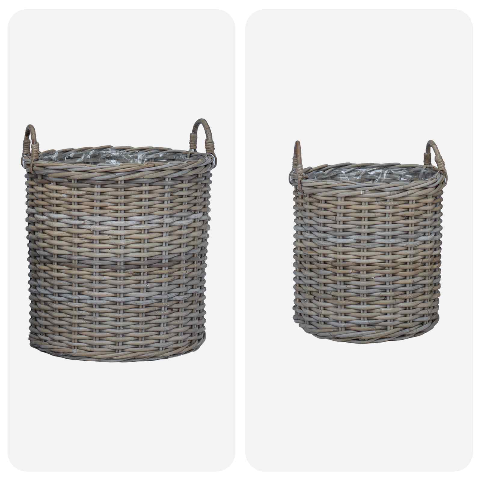 Cesta de Maceta con almacenamiento 2 pcs Gris Rattan Lacak