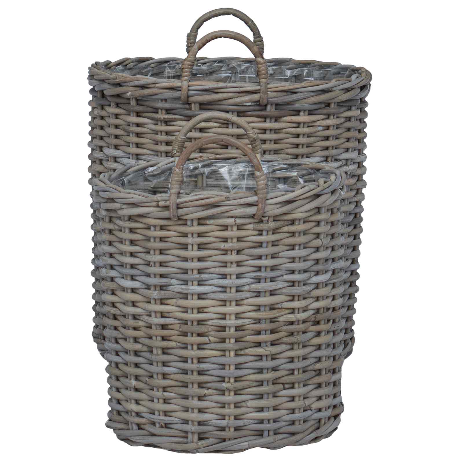 Cesta de Maceta con almacenamiento 2 pcs Gris Rattan Lacak