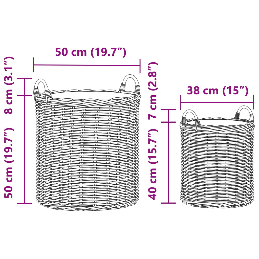 Cesta de Maceta con almacenamiento 2 pcs Gris Rattan Lacak