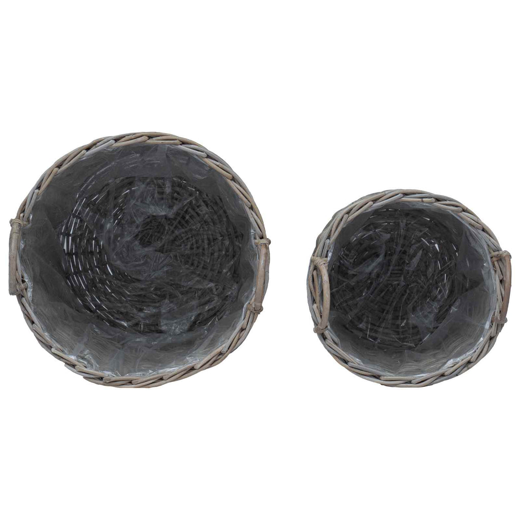 Cesta de Maceta con almacenamiento 2 pcs Gris Rattan Lacak