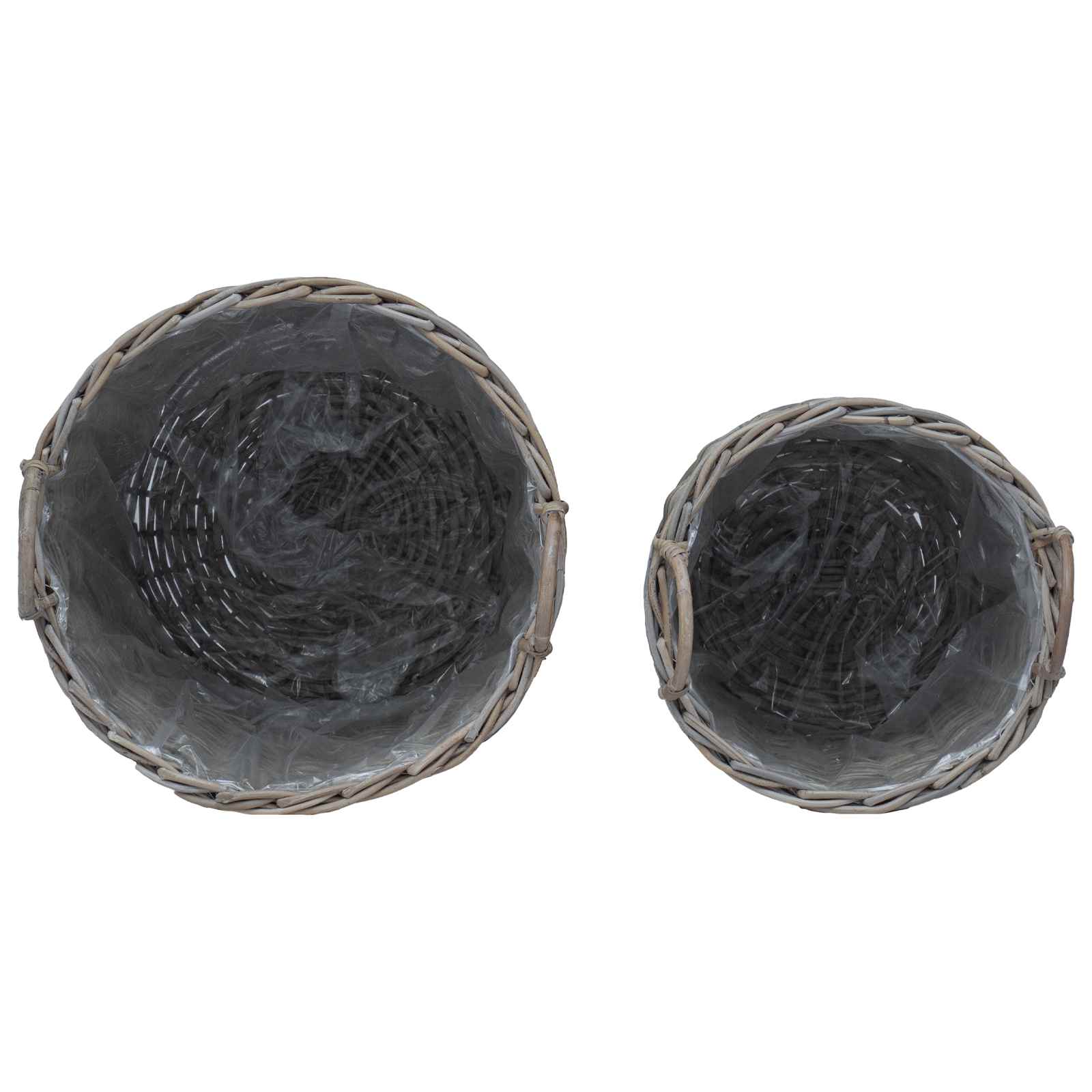 Cesta de Maceta con almacenamiento 2 pcs Gris Rattan Lacak
