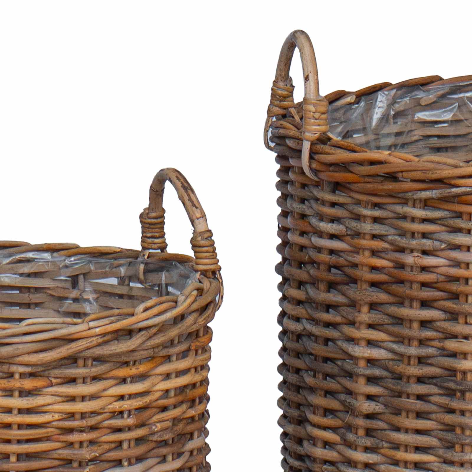 Cesta de Maceta con almacenamiento 2 pcs Gris Rattan Lacak