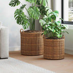 Cesta de Maceta con almacenamiento 2 pcs Gris Rattan Lacak