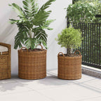 Cesta de Maceta con almacenamiento 2 pcs Gris Rattan Lacak