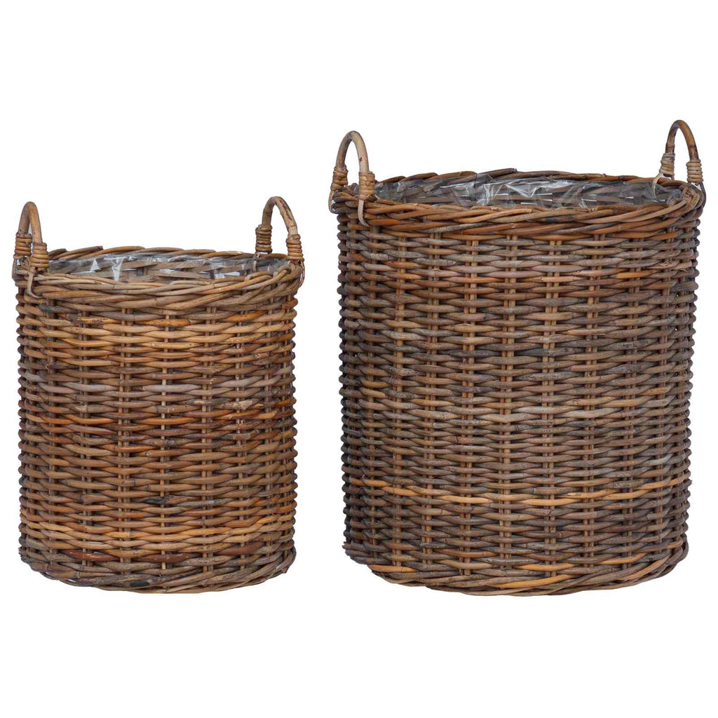 Cesta de Maceta con almacenamiento 2 pcs Gris Rattan Lacak