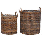 Cesta de Maceta con almacenamiento 2 pcs Gris Rattan Lacak