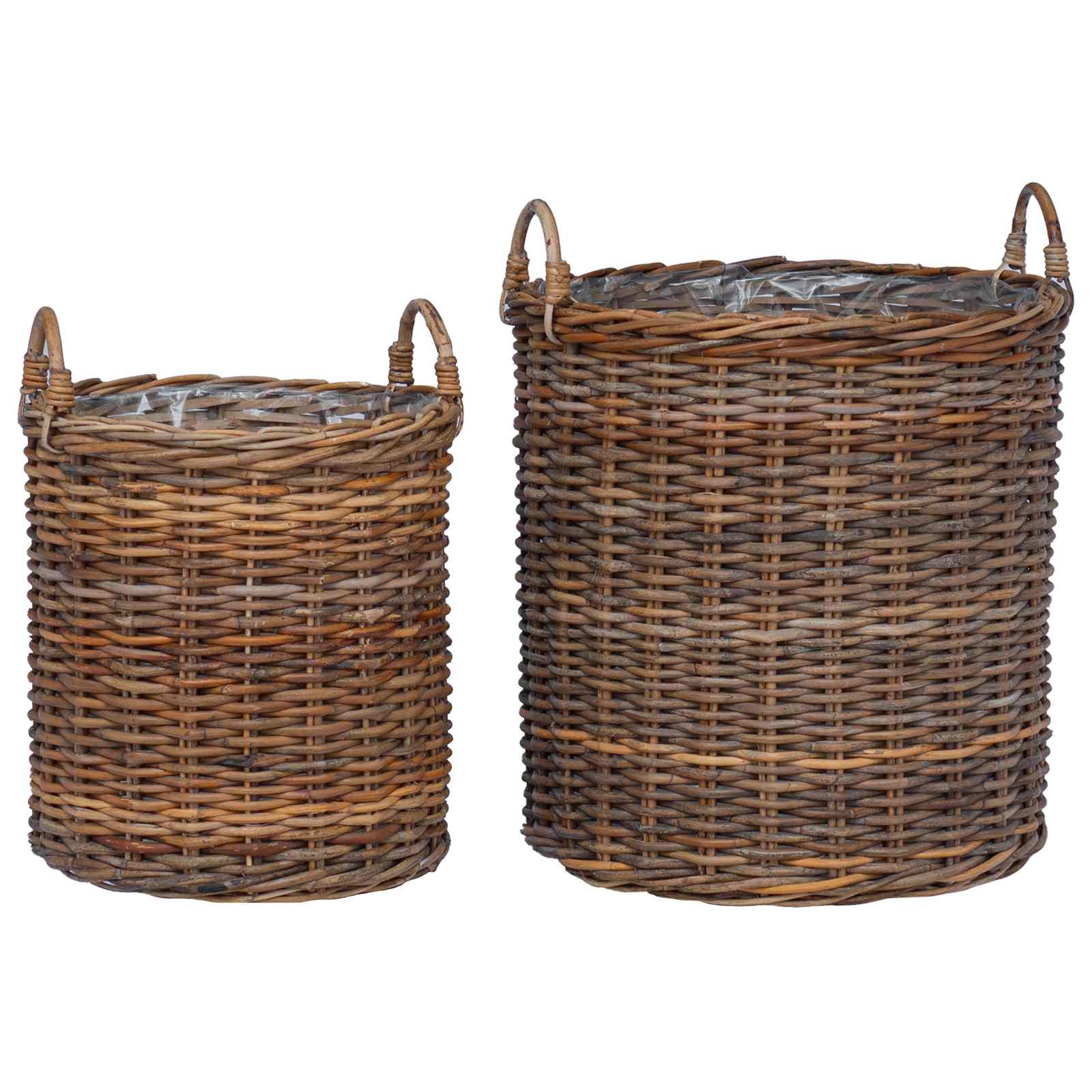 Cesta de Maceta con almacenamiento 2 pcs Gris Rattan Lacak