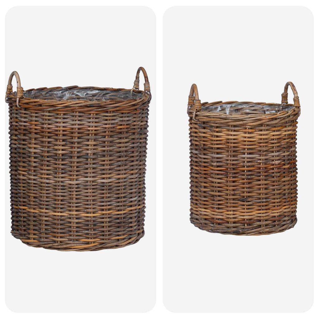 Cesta de Maceta con almacenamiento 2 pcs Gris Rattan Lacak
