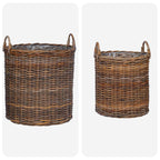 Cesta de Maceta con almacenamiento 2 pcs Gris Rattan Lacak