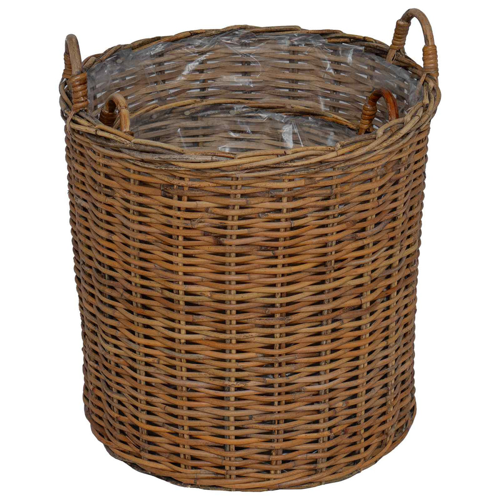 Cesta de Maceta con almacenamiento 2 pcs Gris Rattan Lacak